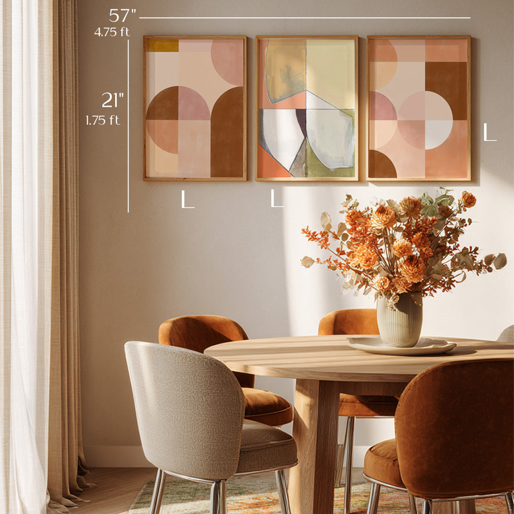 Linear Calm Gallery Wall Set Of 3 - 57Wx21H / Matte Paper / Rolled Art - Nook At You