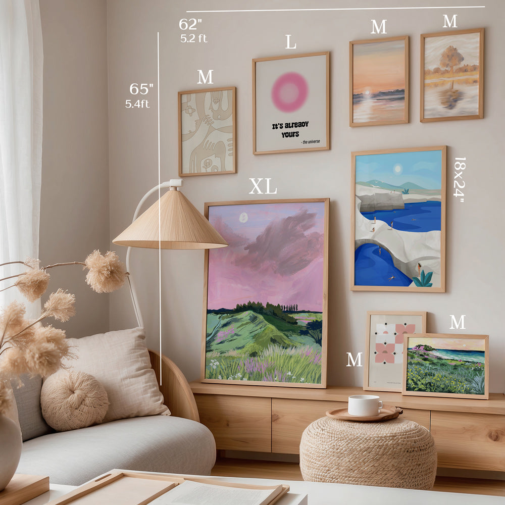 Serene Mischief Gallery Wall Set Of 8 - 62Wx65H / Matte Paper / Rolled Art - Nook At You
