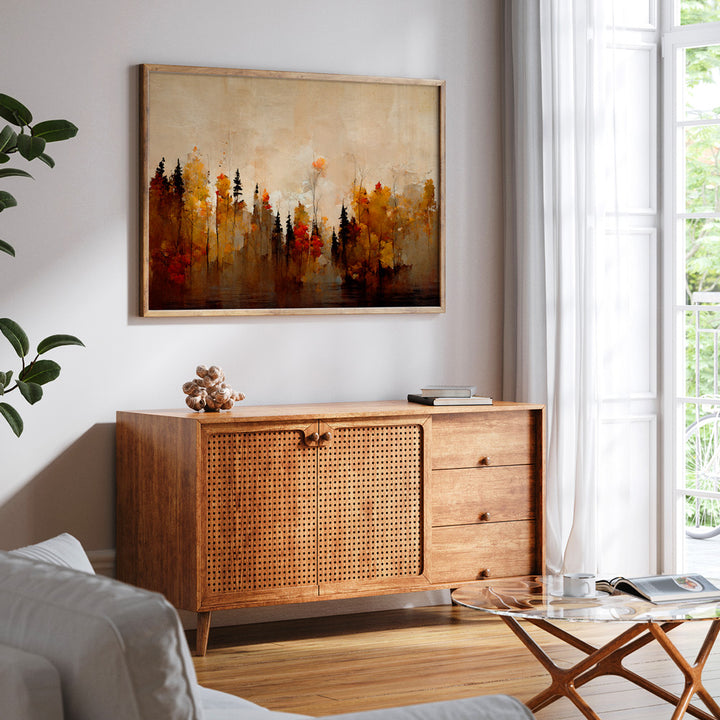 A Forest In Autumn Landscape Painting