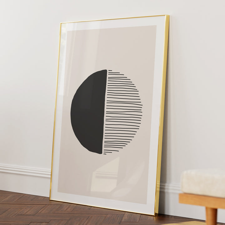 Abstract Geometric V Abstract Painting-Gold Metal Frame-Nook At You