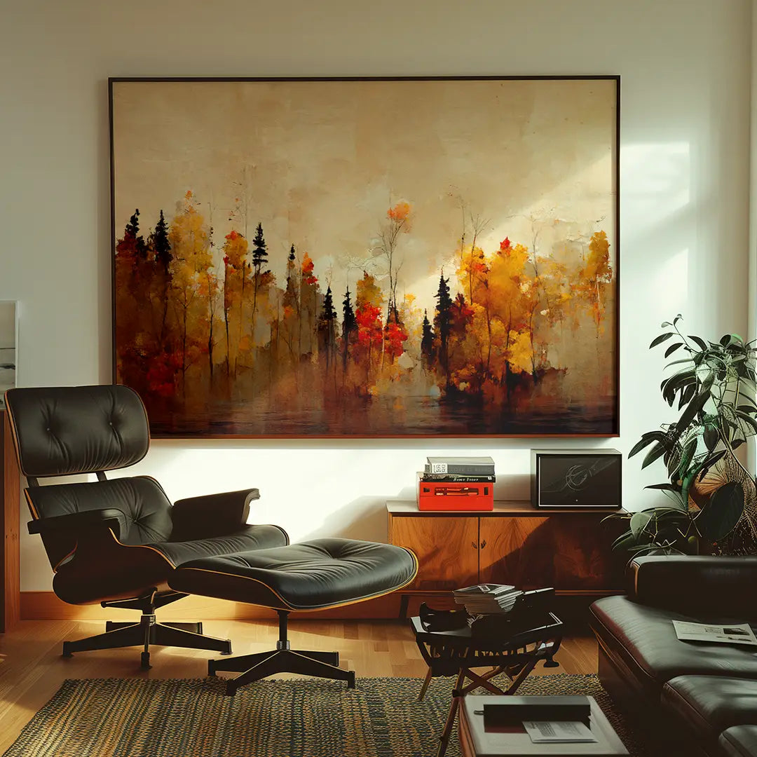 A Forest In Autumn Landscape Painting - XS / Matte Paper / Rolled Art - Nook At You