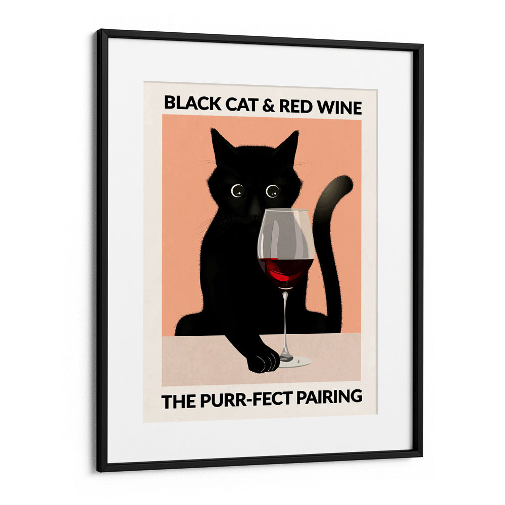 Cat & Wine Wall Art Print - XS / Matte Paper / Rolled Art - Nook At You