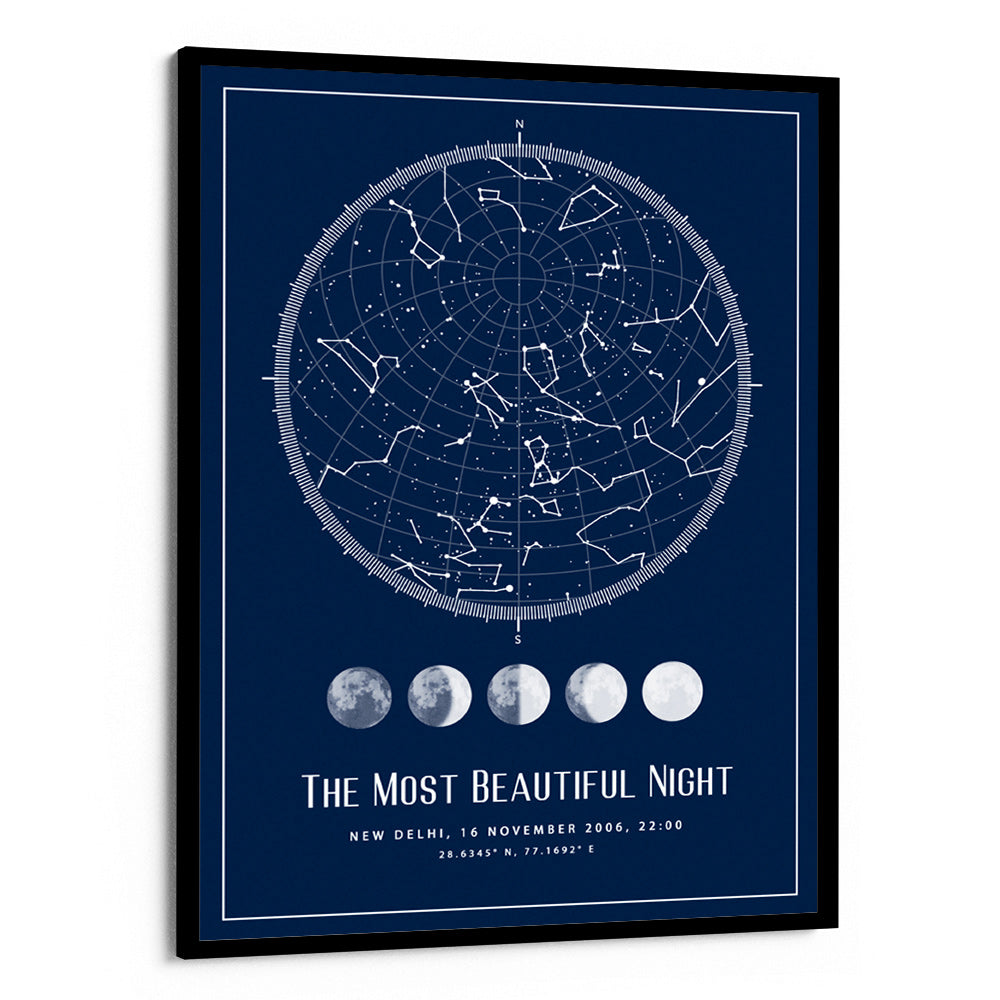 Custom Star Map - Navy Blue - Lunar - XS / Canvas / Rolled Art - Nook At You