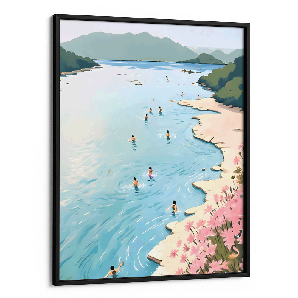 Riverscape With People Swimming Wall Art Posters - XS / Matte Paper / Rolled Art - Nook At You