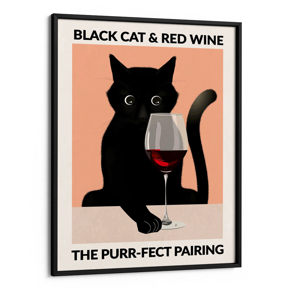 Cat & Wine Wall Art Print - XS / Matte Paper / Rolled Art - Nook At You