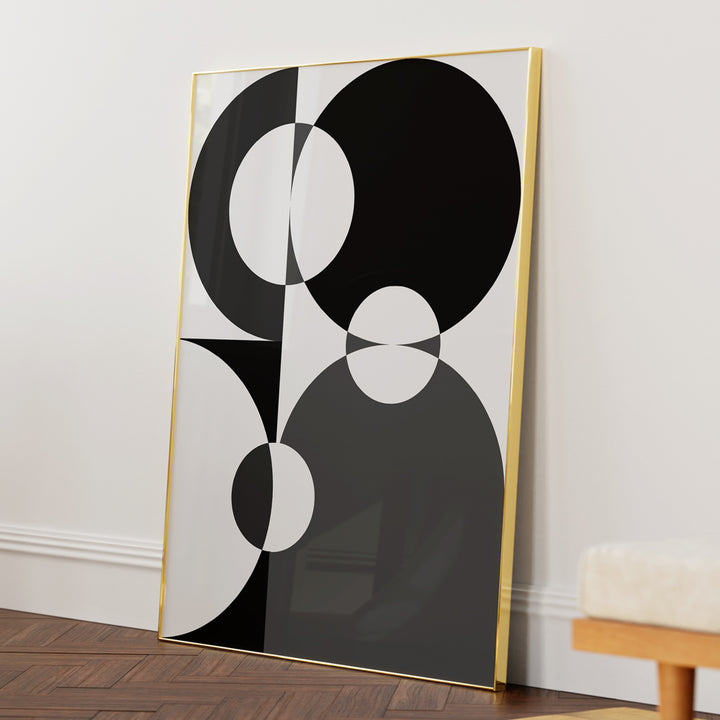 Black Geometric Splash I Abstract Wall Art-Gold Metal Frame-Nook At You