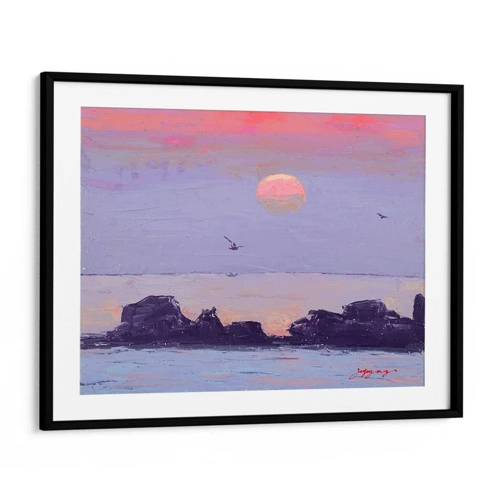 Purple Ocean Sunset Landscape Wall Art Poster for Living Room - XS / Matte Paper / Rolled Art - Nook At You