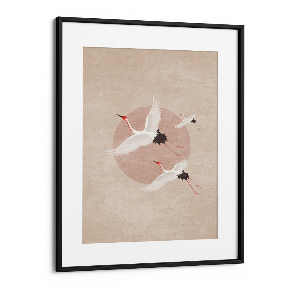 Cranes in Flight - Beige Abstract Wall Art - XS / Matte Paper / Rolled Art - Nook At You