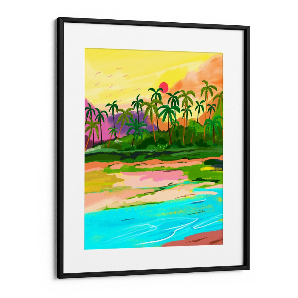 Tropical Backwaters of Kerala Landscape Canvas Paintings - XS / Matte Paper / Rolled Art - Nook At You