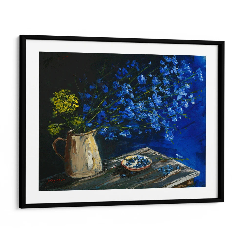 Vibrant Blue Still Life Botanical Wall Art For Reading Room - XS / Matte Paper / Rolled Art - Nook At You