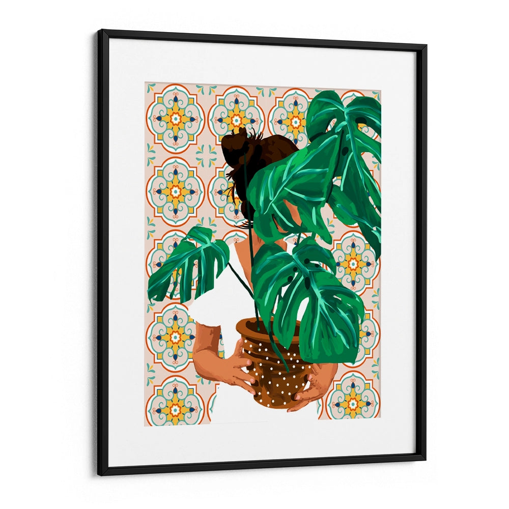Monstera Plant Lady Boho Art Painting - XS / Matte Paper / Rolled Art - Nook At You
