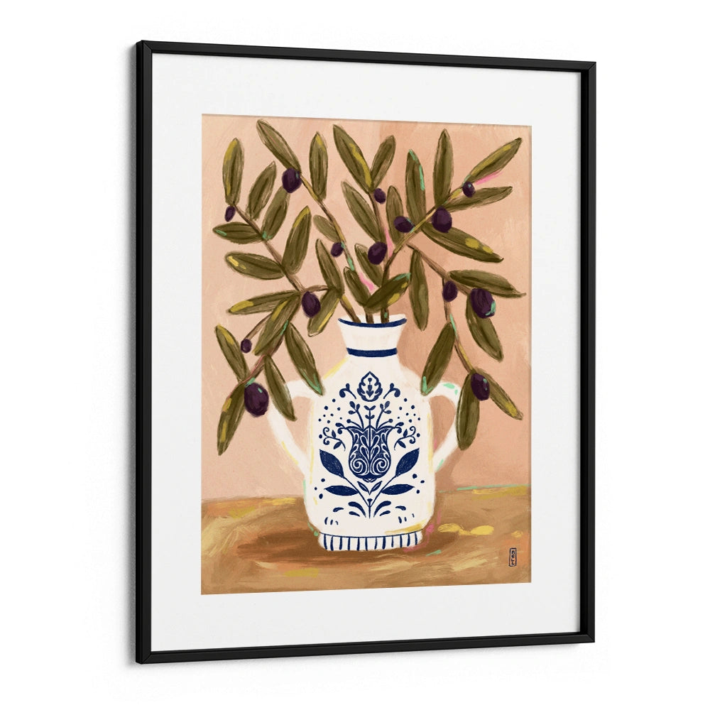 Olive Branches In a Pot Botanical Painting - XS / Matte Paper / Rolled Art - Nook At You