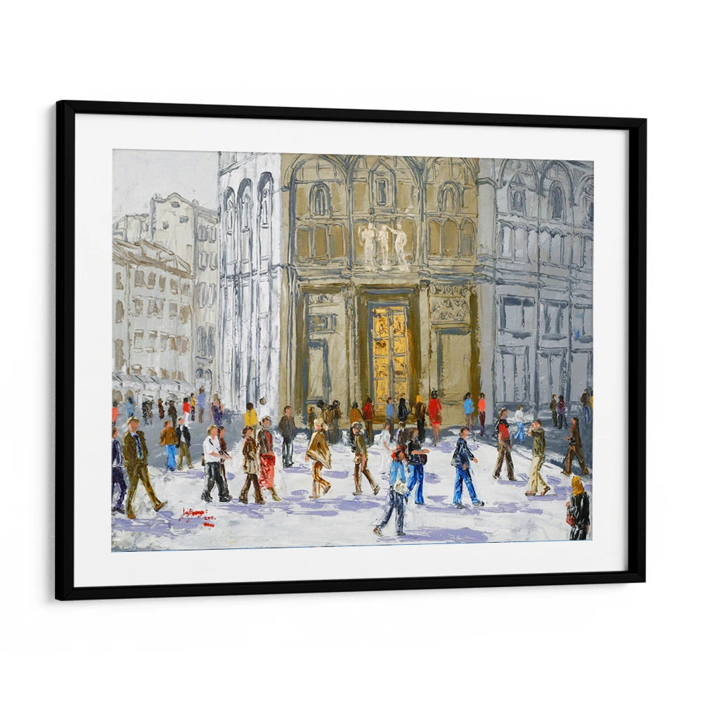 Bustling European City Square Canvas Landscape Poster - XS / Matte Paper / Rolled Art - Nook At You