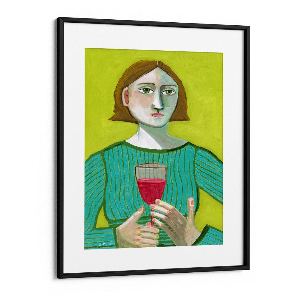 Lady with Red Wine Women Illustration Painting - XS / Matte Paper / Rolled Art - Nook At You