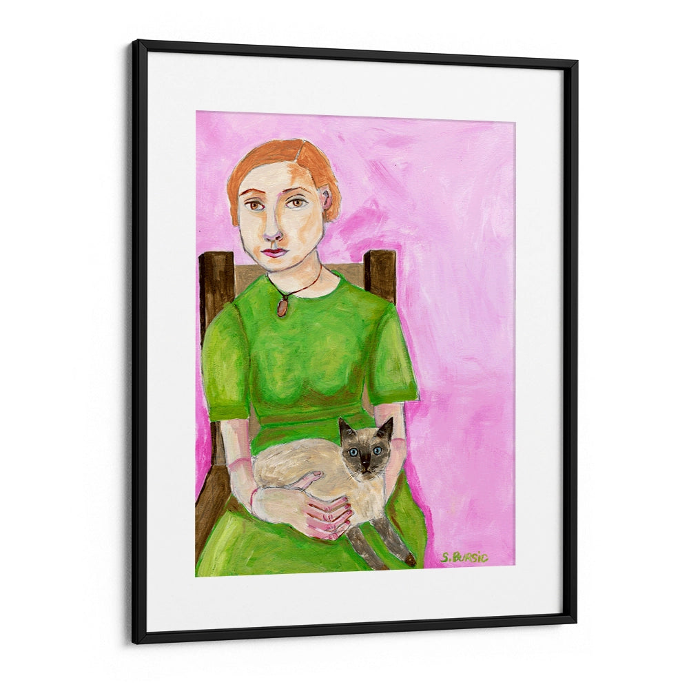 Lady with Cat Women Illustration Wall Art - XS / Matte Paper / Rolled Art - Nook At You