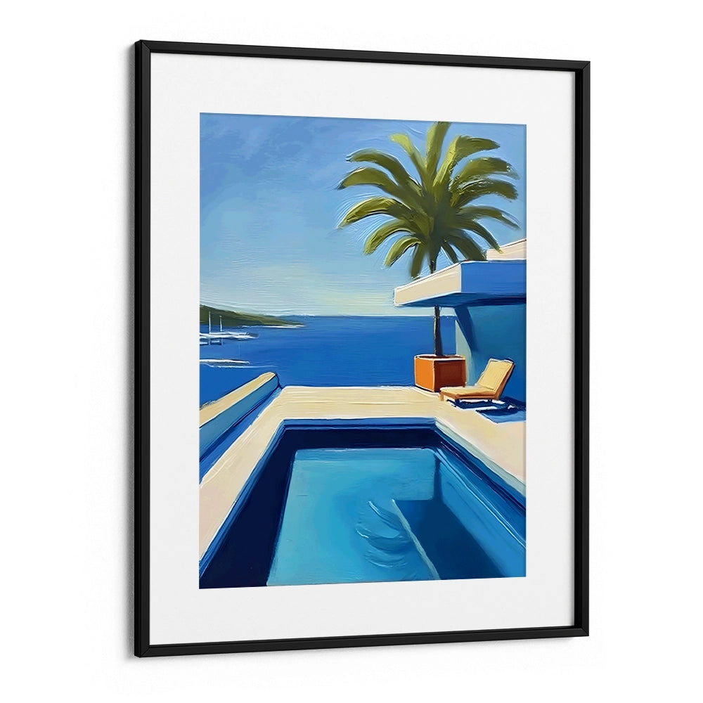 Blue Swimming Pool Landscape Painting - XS / Matte Paper / Rolled Art - Nook At You