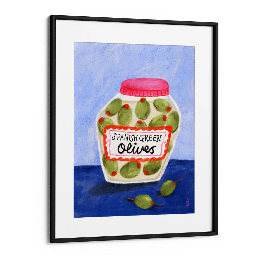 Spanish Green Olives Jar Gourmet Painting - XS / Matte Paper / Rolled Art - Nook At You