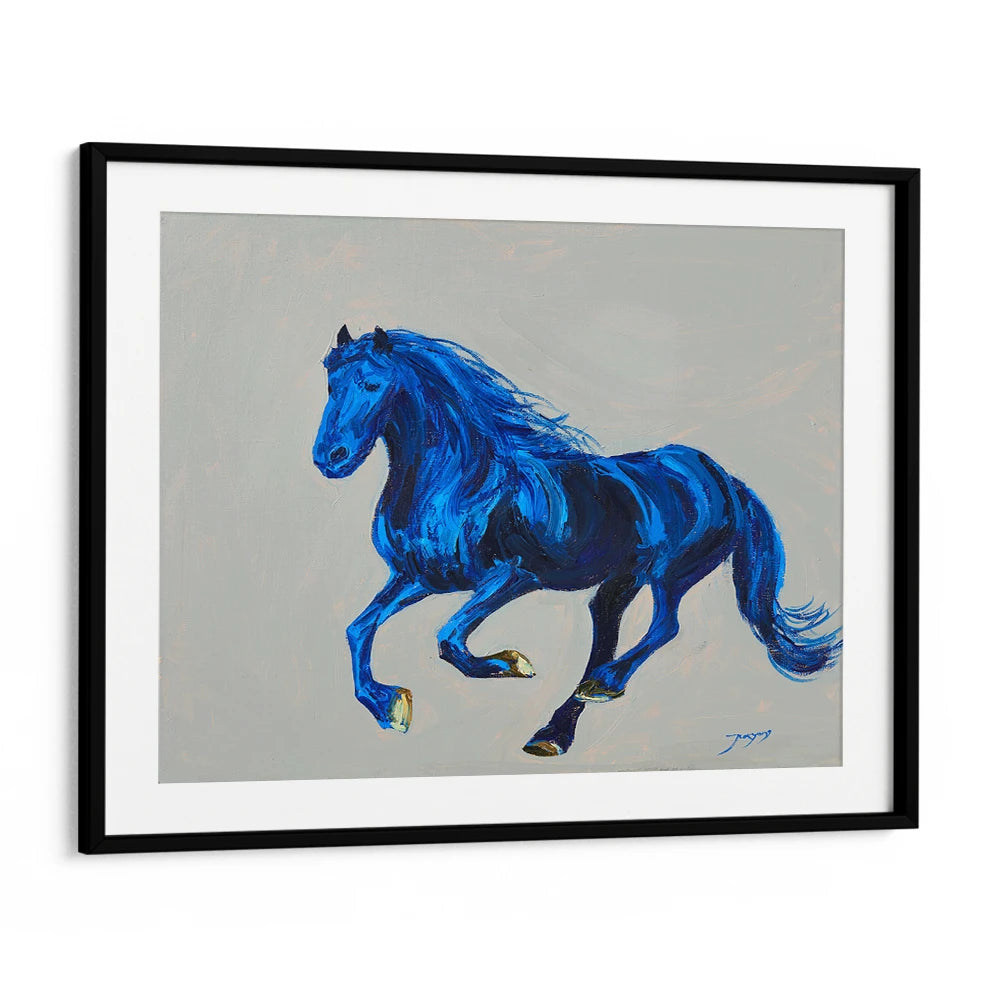 Dynamic Blue Gallop - Horse Painting - XS / Matte Paper / Rolled Art - Nook At You