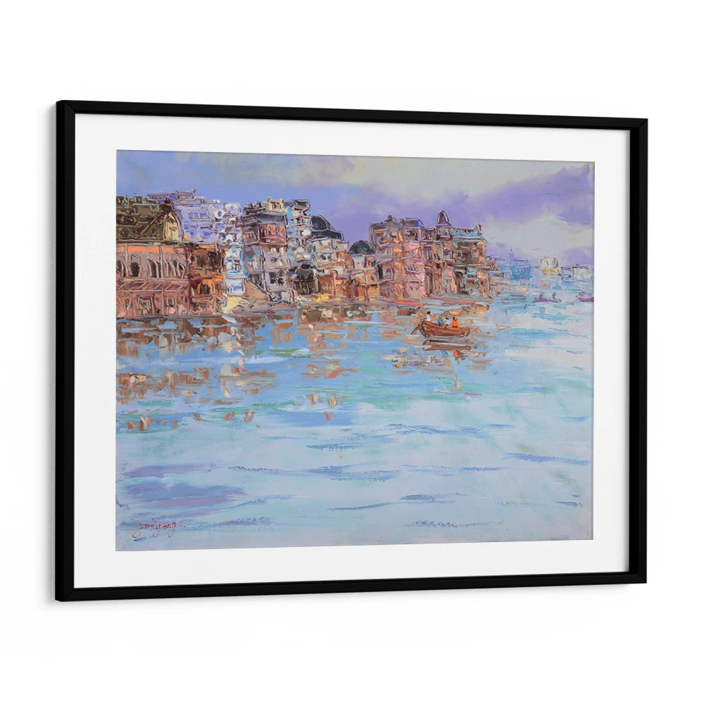 Varanasi River Morning Landscape Canvas Art Print - XS / Matte Paper / Rolled Art - Nook At You