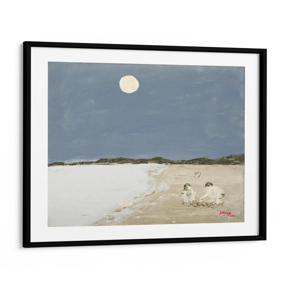 Moonlit Beach Play Coastal Landscape Wall Art - XS / Matte Paper / Rolled Art - Nook At You