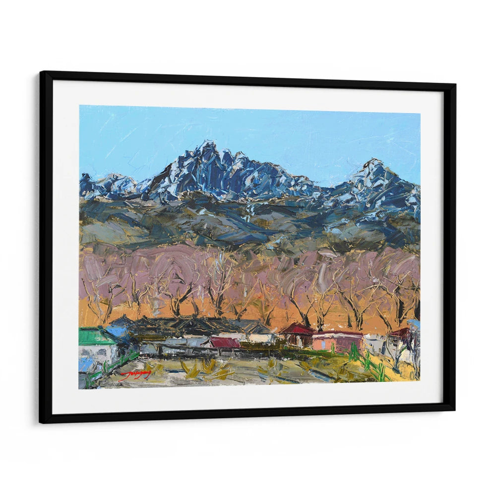 Colorful Mountain Village View Landscape Wall Art Print - XS / Matte Paper / Rolled Art - Nook At You