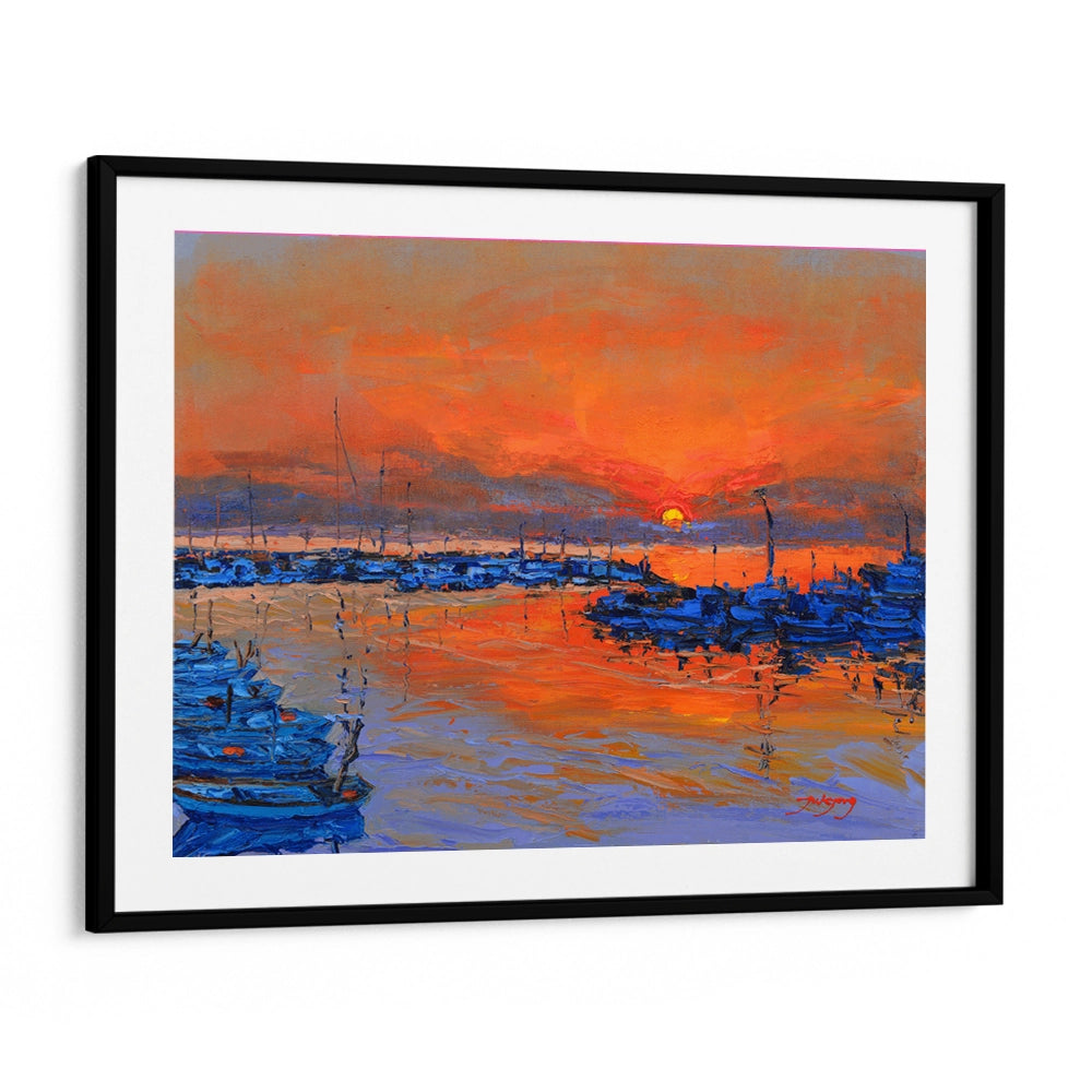 Vibrant Sunset Marina Landscape Wall Art Print - XS / Matte Paper / Rolled Art - Nook At You