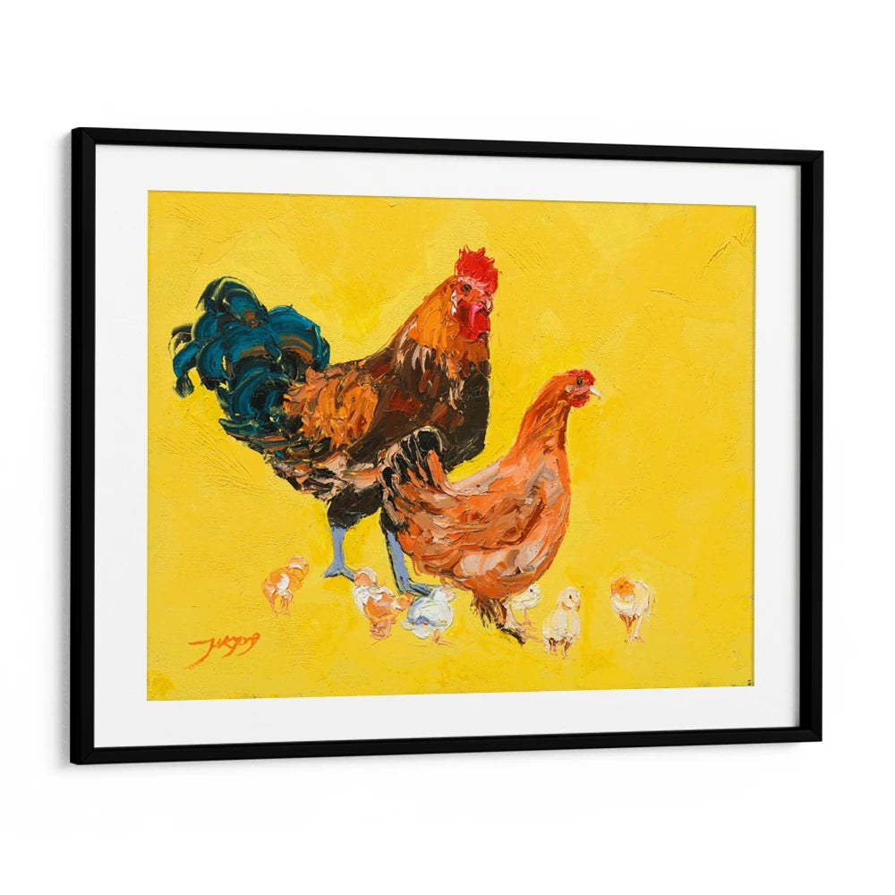 Vibrant Chicken Family Canvas Wall Art For Living Room - XS / Matte Paper / Rolled Art - Nook At You