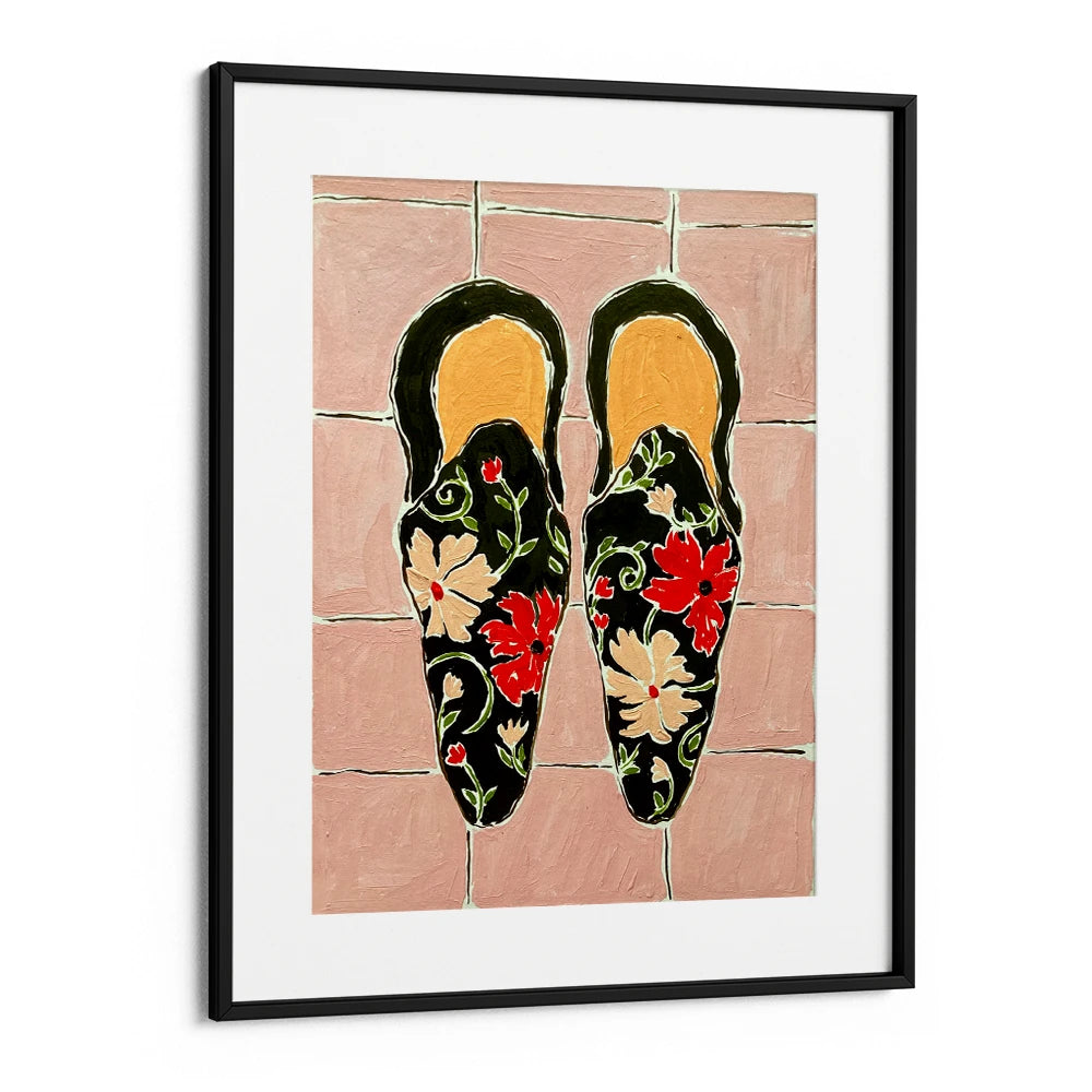 Elegant Floral Slippers Canvas Painting - XS / Matte Paper / Rolled Art - Nook At You