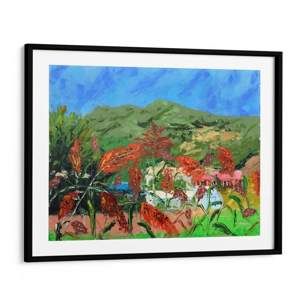 Vibrant Sorghum Field Landscape Nature Painting - XS / Matte Paper / Rolled Art - Nook At You