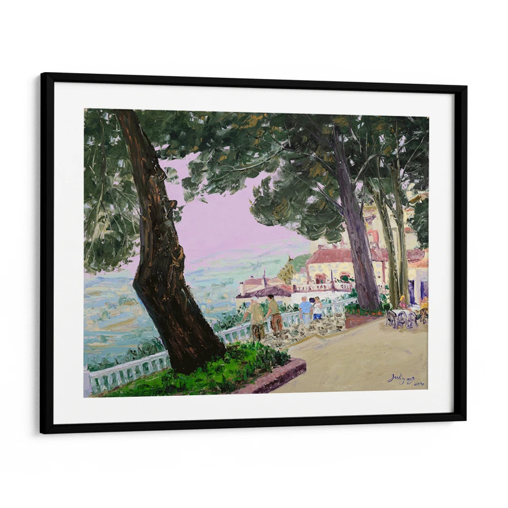 Hillside Town Promenade Landscape Painting For Living Room - XS / Matte Paper / Rolled Art - Nook At You