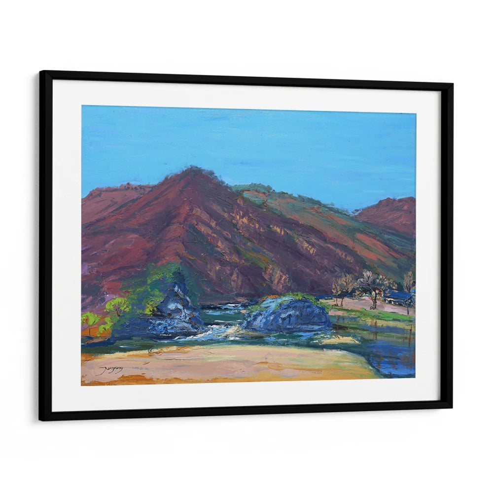 Serene Mountain Beach Landscape Painting - XS / Matte Paper / Rolled Art - Nook At You