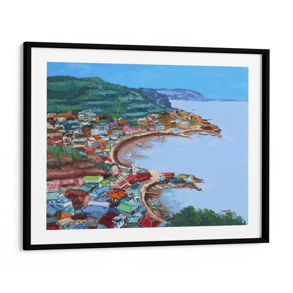 Colorful Coastal Village Landscape Wall Art Print - XS / Matte Paper / Rolled Art - Nook At You