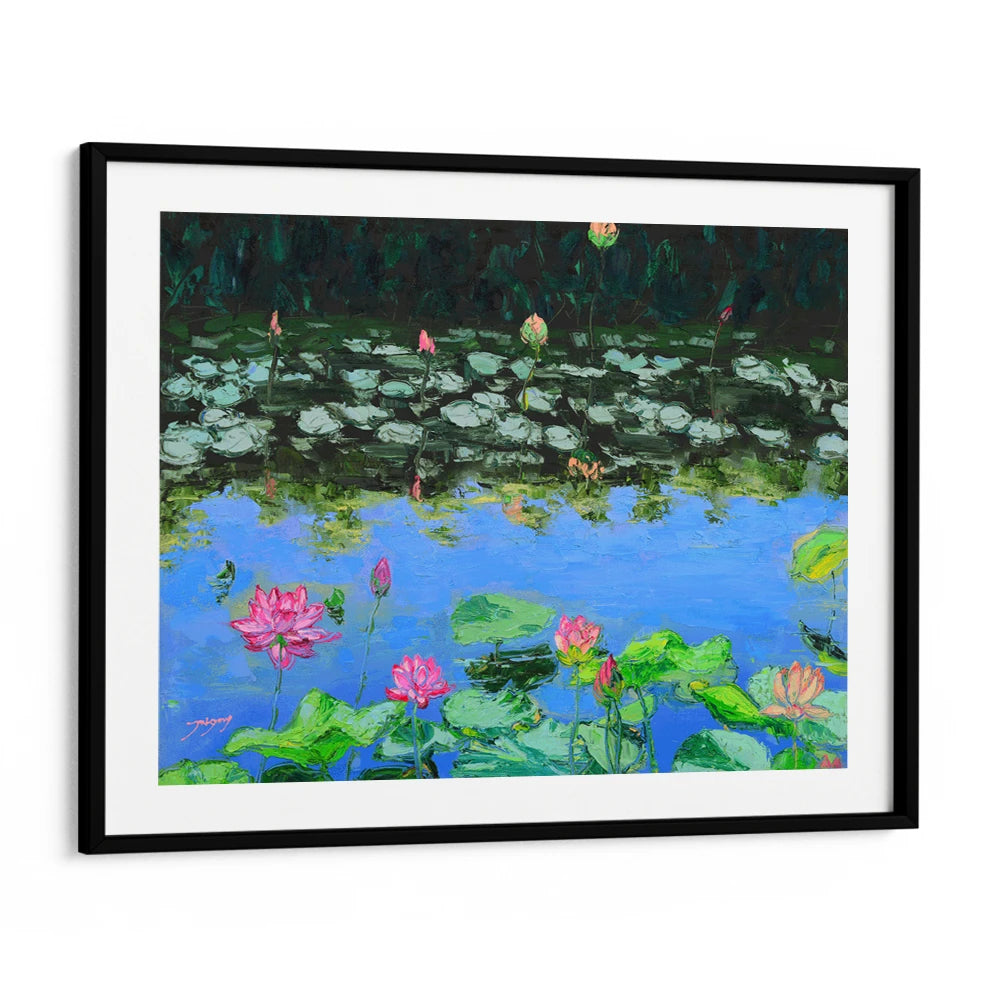 Pink Lotus Reflections Vibrant Botanical Wall Art Print - XS / Matte Paper / Rolled Art - Nook At You