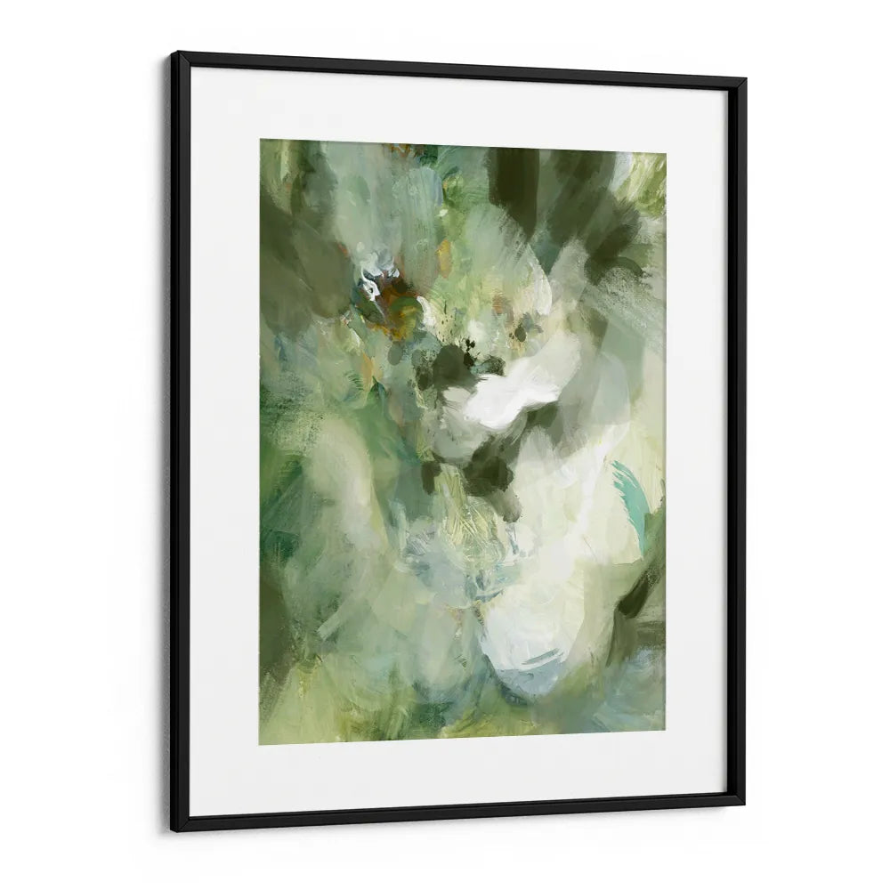 Whispering Greens Abstract Painting For Living Room - XS / Matte Paper / Rolled Art - Nook At You
