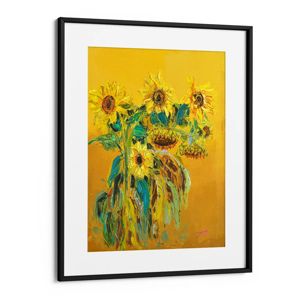Golden Sunflower Blooms Floral Wall Art Painting - XS / Matte Paper / Rolled Art - Nook At You