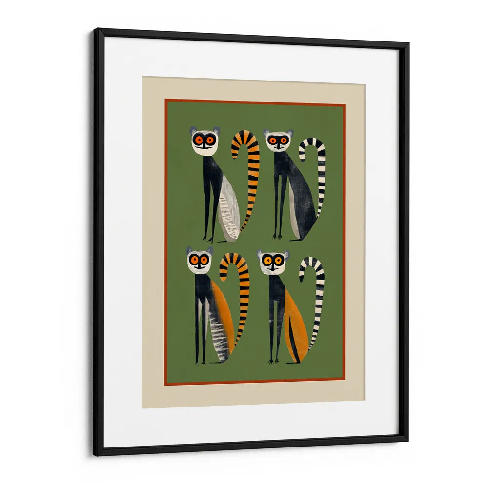 Playful Jungle Lemurs Abstract Wall Art Print - XS / Matte Paper / Rolled Art - Nook At You