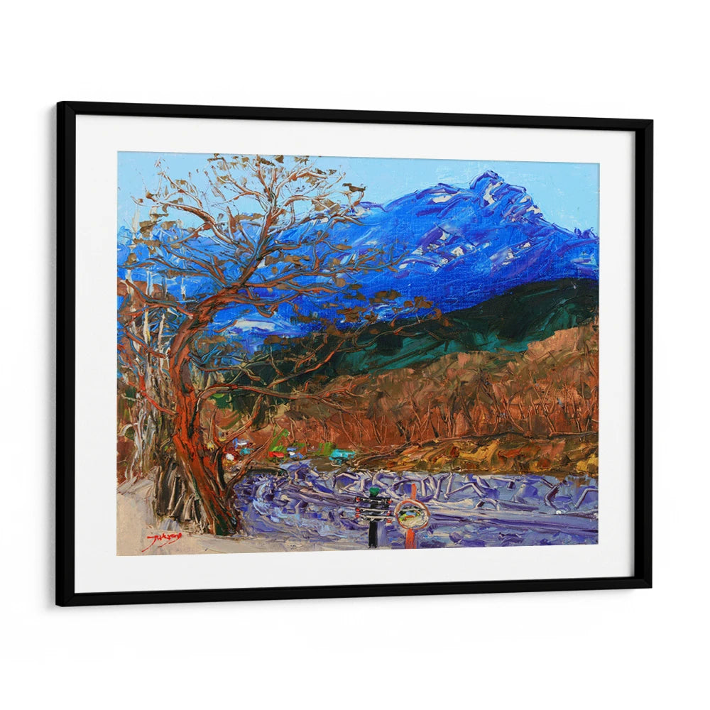Blue Mountain Road Landscape Wall Art Print - XS / Matte Paper / Rolled Art - Nook At You