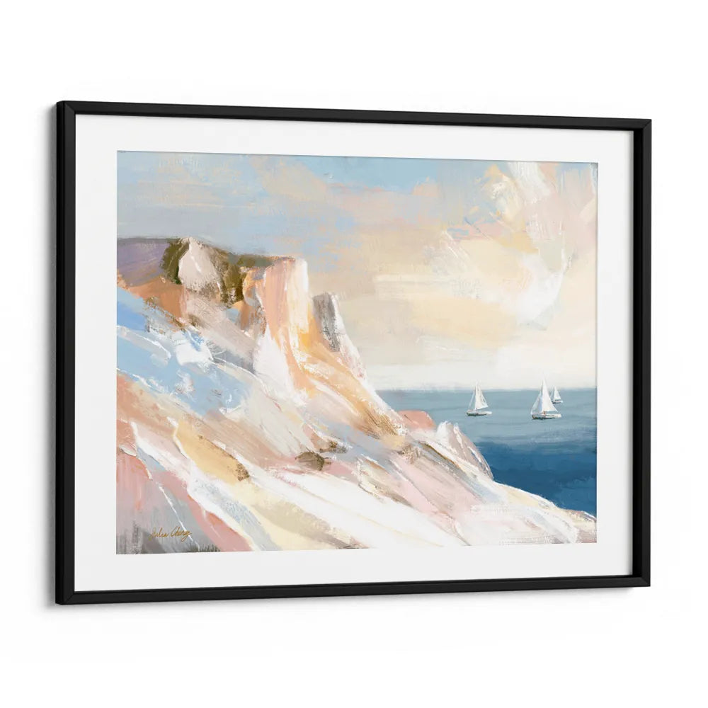 Peaceful Coastal Sailboats Landscape Painting - XS / Matte Paper / Rolled Art - Nook At You