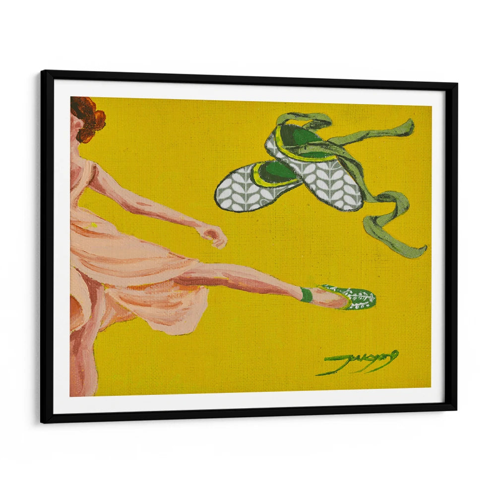 Dancing Ballerina Yellow Women Illustration Wall Art Poster - XS / Matte Paper / Rolled Art - Nook At You