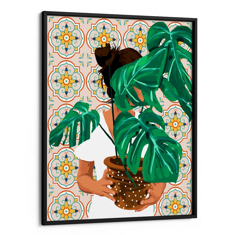 Monstera Plant Lady Boho Art Painting - XS / Matte Paper / Rolled Art - Nook At You