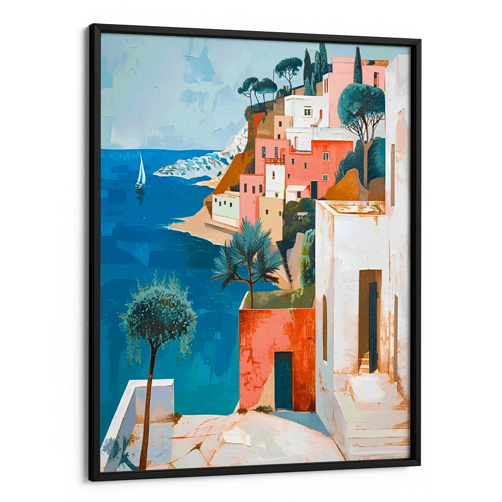 Mediterranean Village Landscape Canvas Painting - XS / Matte Paper / Rolled Art - Nook At You