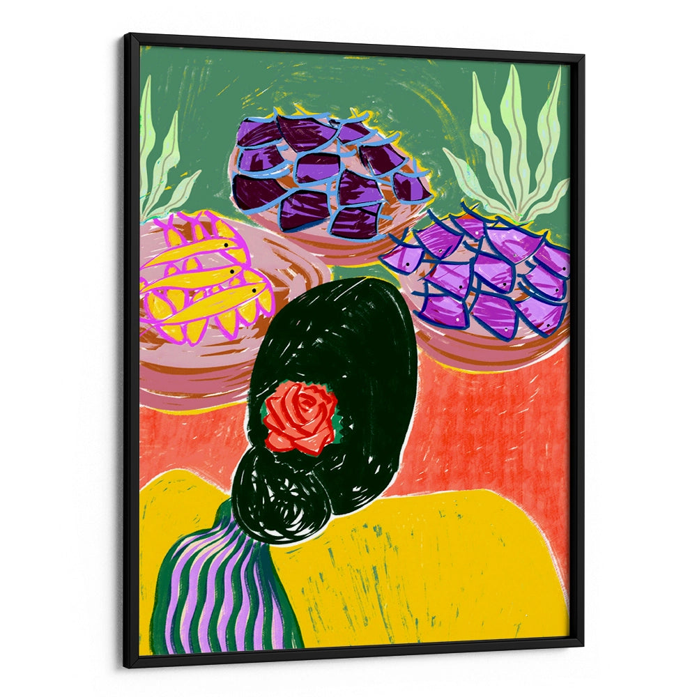Woman With A Floral Hairstyle Abstract Wall Art Poster - XS / Matte Paper / Rolled Art - Nook At You