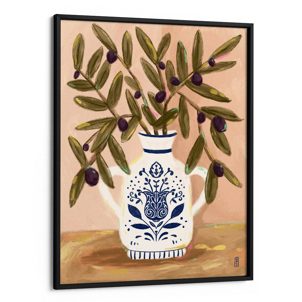 Olive Branches In a Pot Botanical Painting - XS / Matte Paper / Rolled Art - Nook At You