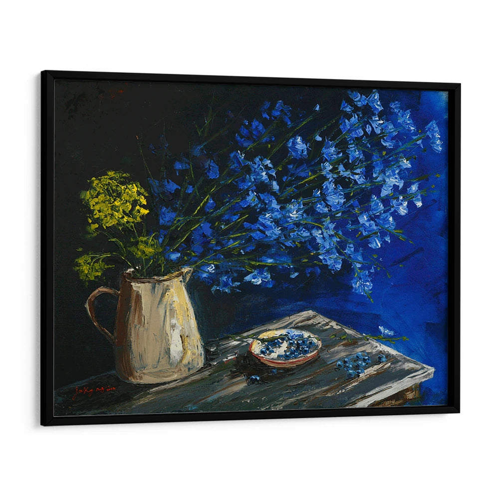 Vibrant Blue Still Life Botanical Wall Art For Reading Room - XS / Matte Paper / Rolled Art - Nook At You