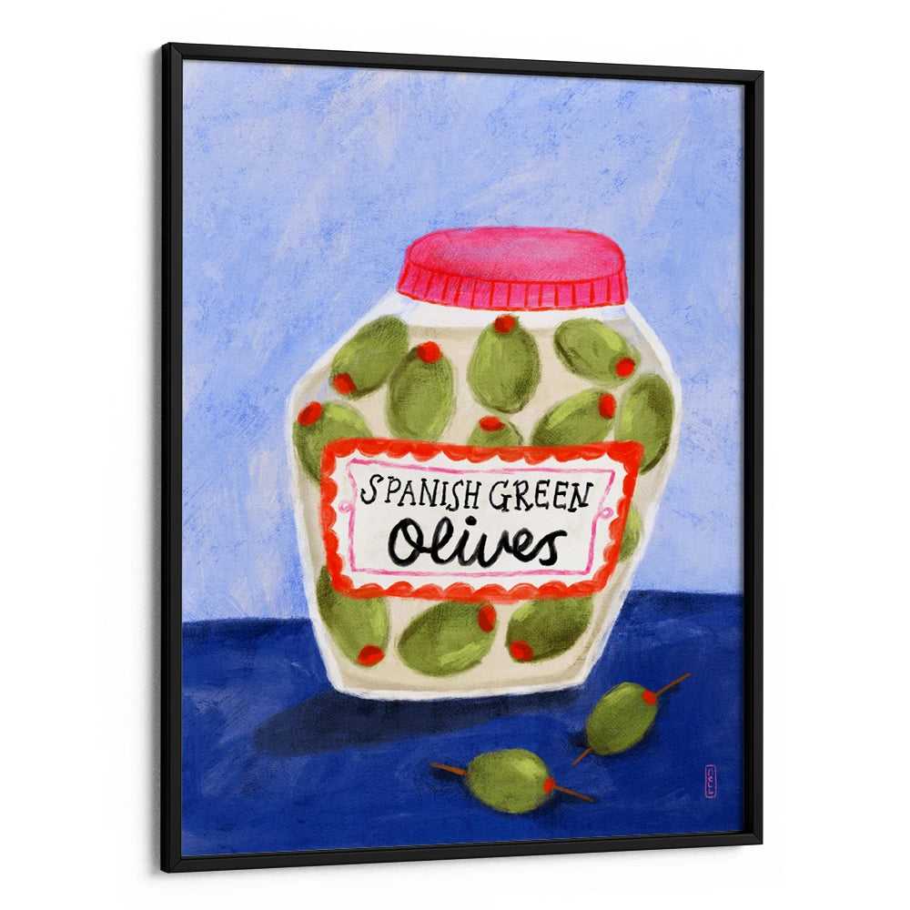 Spanish Green Olives Jar Gourmet Painting - XS / Matte Paper / Rolled Art - Nook At You