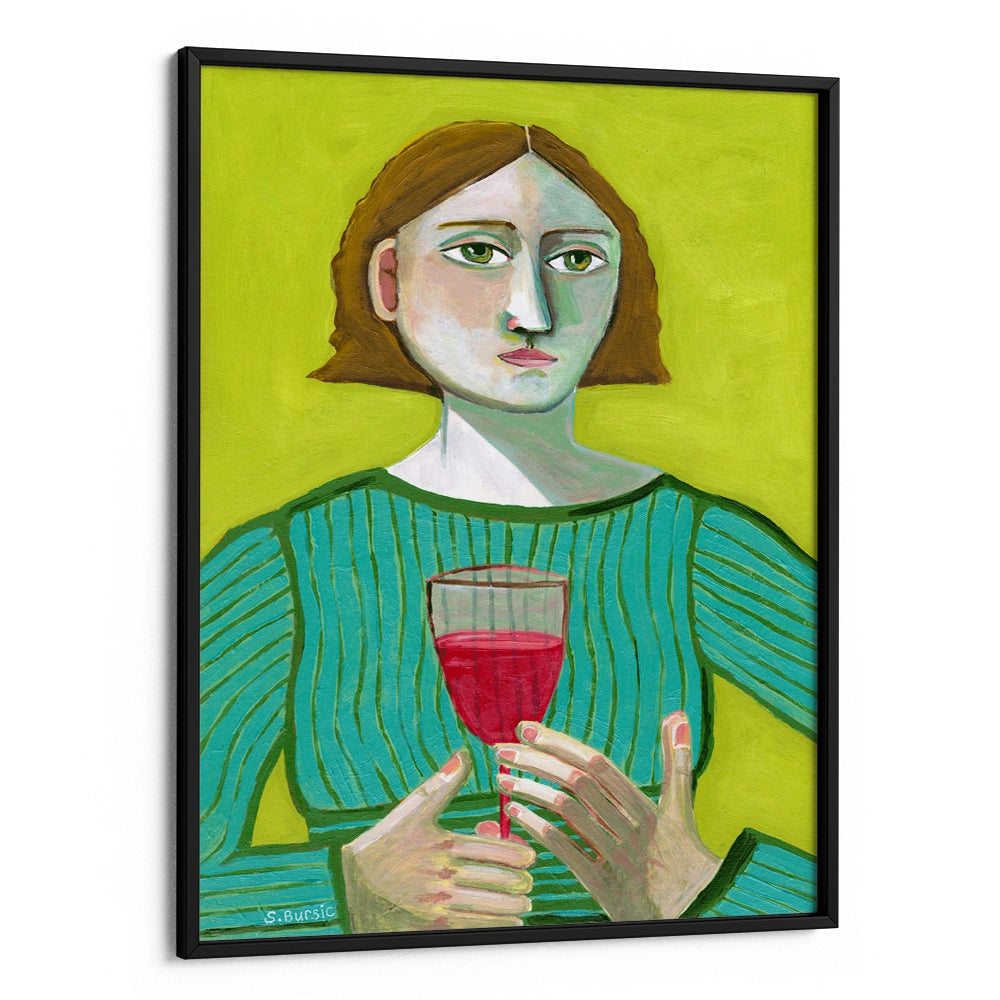 Lady with Red Wine Women Illustration Painting - XS / Matte Paper / Rolled Art - Nook At You