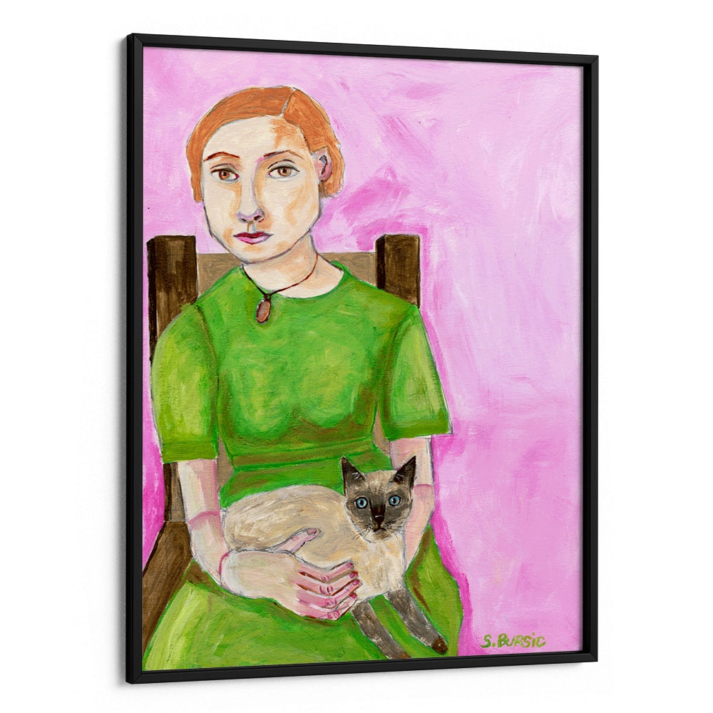 Lady with Cat Women Illustration Wall Art - XS / Matte Paper / Rolled Art - Nook At You