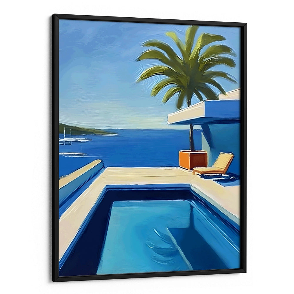 Blue Swimming Pool Landscape Painting - XS / Matte Paper / Rolled Art - Nook At You