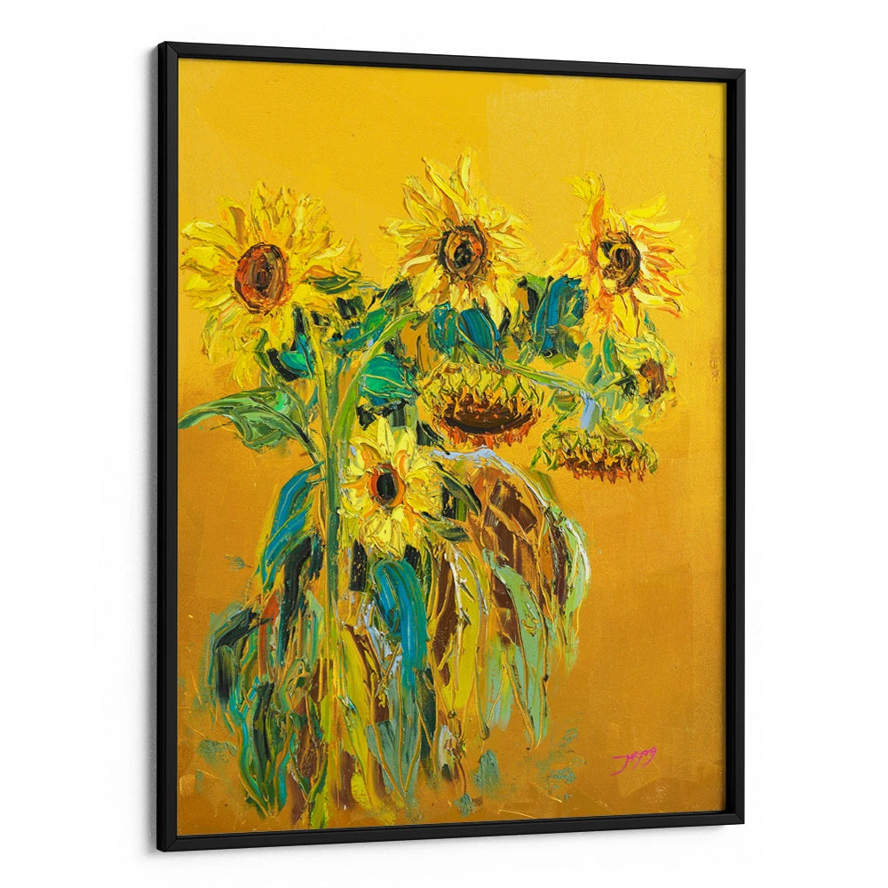 Golden Sunflower Blooms Floral Wall Art Painting - XS / Matte Paper / Rolled Art - Nook At You