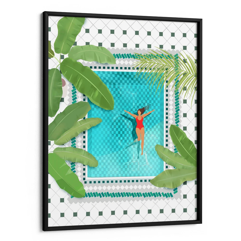 Riad Pool Women Illustration Wall Art Print - XS / Matte Paper / Rolled Art - Nook At You